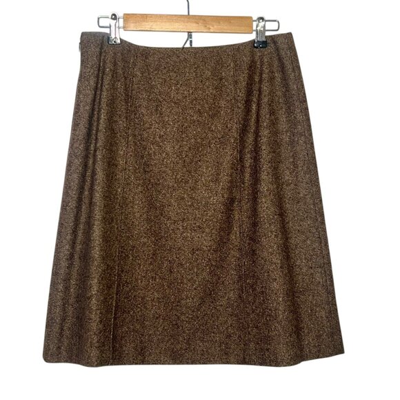 Brown Tweed Academia Skirt Wool Teacher Professional Office Cottage 10 Petite - Picture 2 of 7